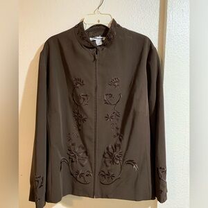 Peter Nygard Brown‎ Floral Embroidered Blazer